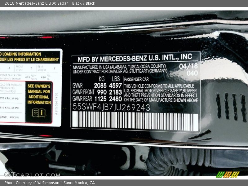 Black / Black 2018 Mercedes-Benz C 300 Sedan