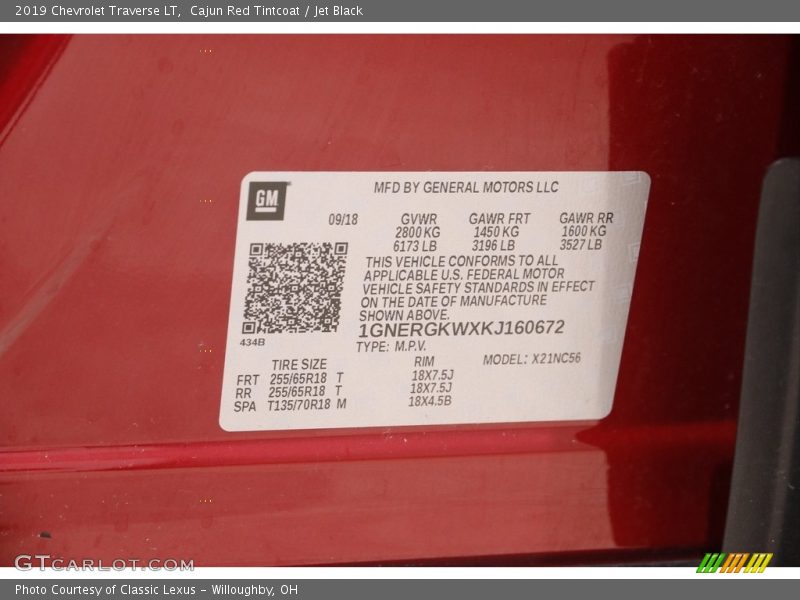 Cajun Red Tintcoat / Jet Black 2019 Chevrolet Traverse LT