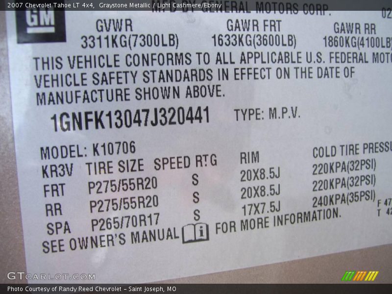 Graystone Metallic / Light Cashmere/Ebony 2007 Chevrolet Tahoe LT 4x4