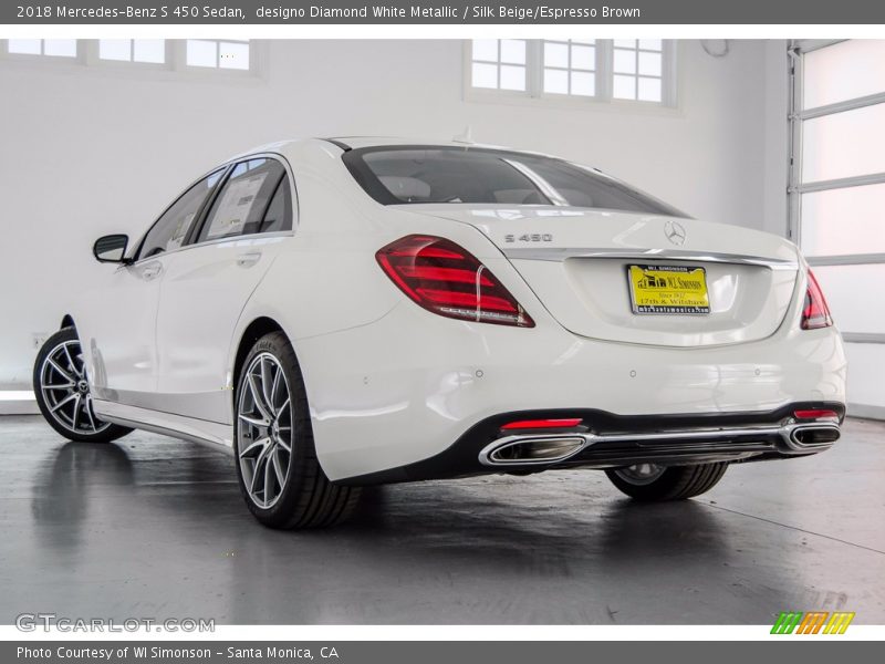 designo Diamond White Metallic / Silk Beige/Espresso Brown 2018 Mercedes-Benz S 450 Sedan