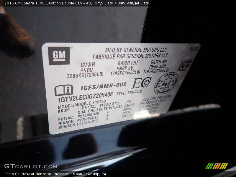 Onyx Black / Dark Ash/Jet Black 2016 GMC Sierra 1500 Elevation Double Cab 4WD
