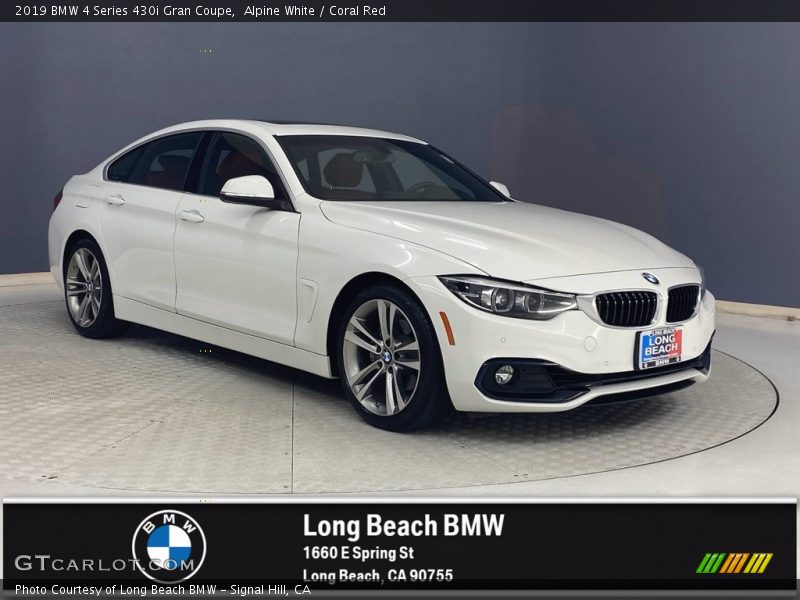 Alpine White / Coral Red 2019 BMW 4 Series 430i Gran Coupe