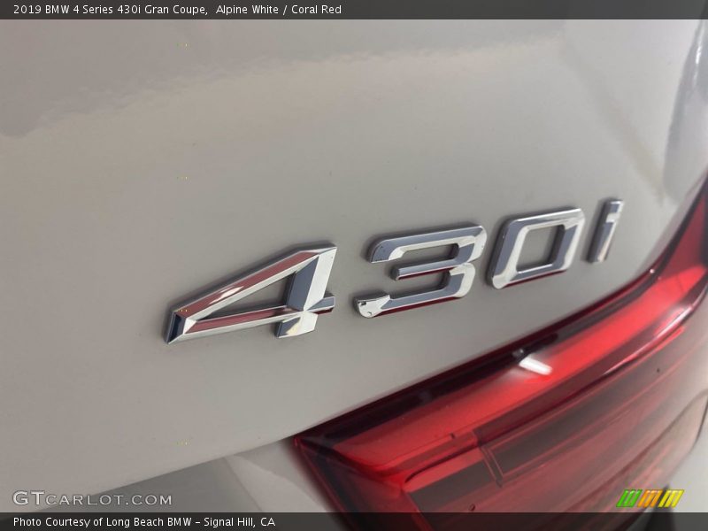 Alpine White / Coral Red 2019 BMW 4 Series 430i Gran Coupe