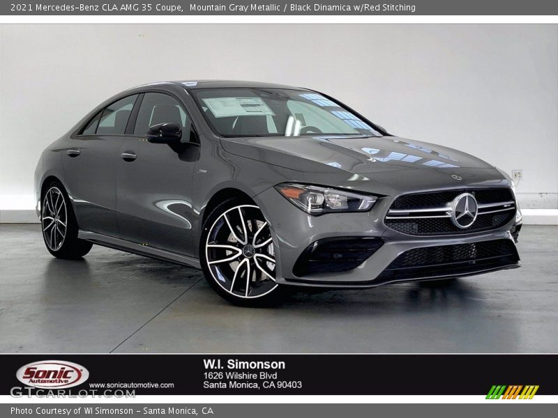 Mountain Gray Metallic / Black Dinamica w/Red Stitching 2021 Mercedes-Benz CLA AMG 35 Coupe