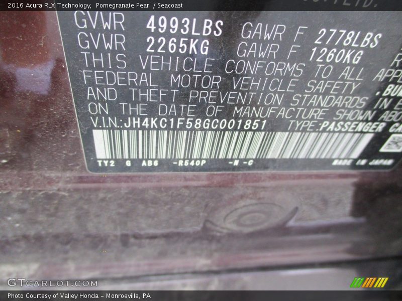 2016 RLX Technology Pomegranate Pearl Color Code R540P
