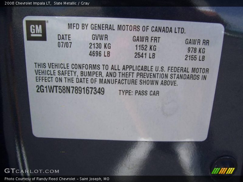 Slate Metallic / Gray 2008 Chevrolet Impala LT