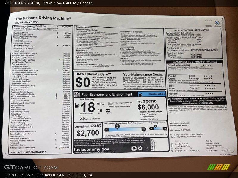 Dravit Grey Metallic / Cognac 2021 BMW X5 M50i