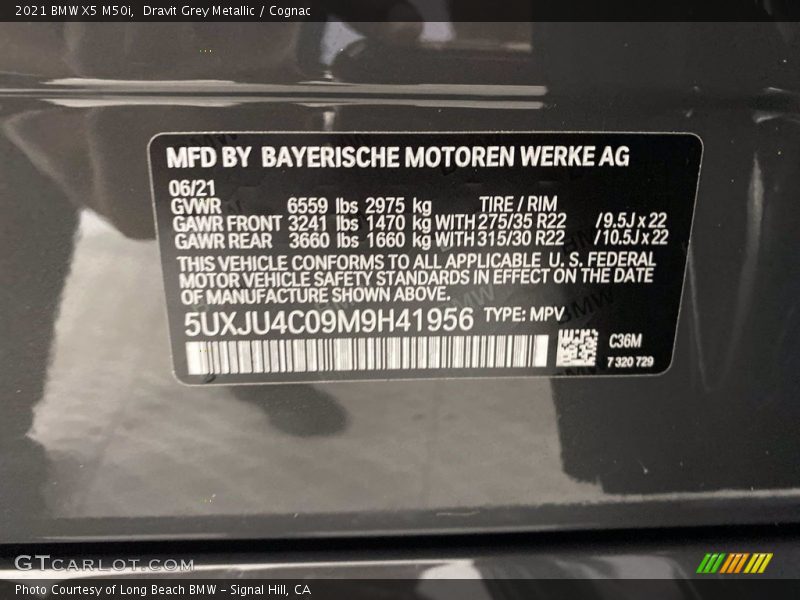 Dravit Grey Metallic / Cognac 2021 BMW X5 M50i