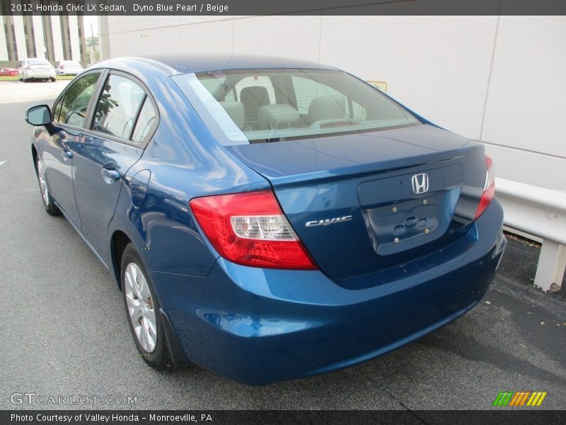 Dyno Blue Pearl / Beige 2012 Honda Civic LX Sedan