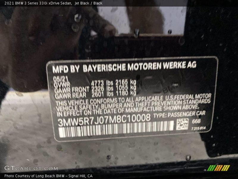 2021 3 Series 330i xDrive Sedan Jet Black Color Code 668