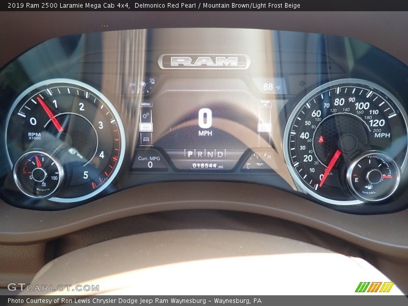Delmonico Red Pearl / Mountain Brown/Light Frost Beige 2019 Ram 2500 Laramie Mega Cab 4x4