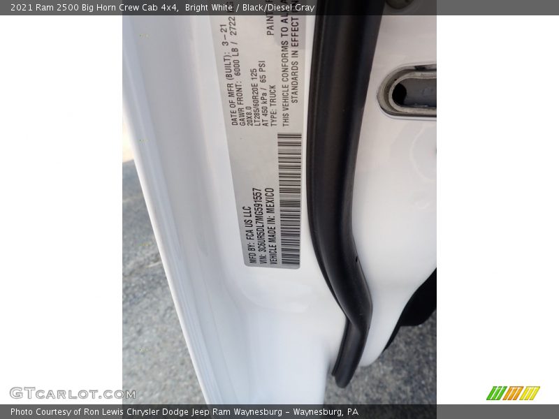 Bright White / Black/Diesel Gray 2021 Ram 2500 Big Horn Crew Cab 4x4