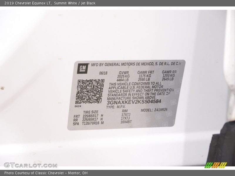 Summit White / Jet Black 2019 Chevrolet Equinox LT