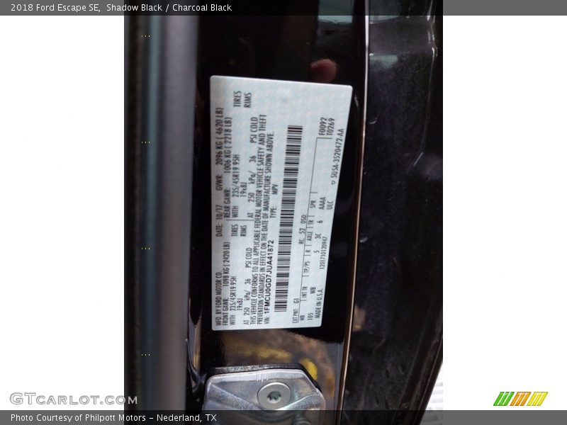 Shadow Black / Charcoal Black 2018 Ford Escape SE