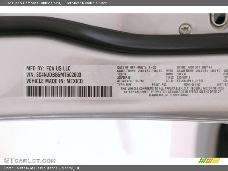 Billet Silver Metallic / Black 2021 Jeep Compass Latitude 4x4
