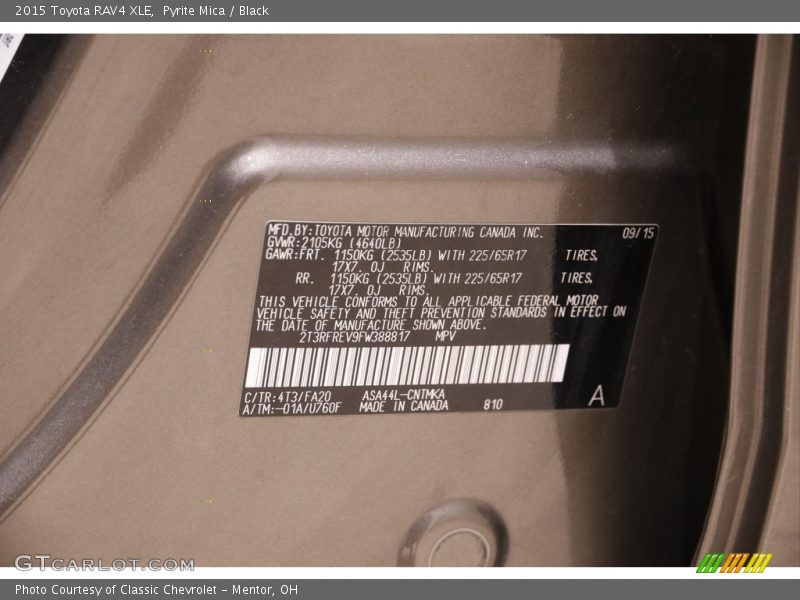 Pyrite Mica / Black 2015 Toyota RAV4 XLE