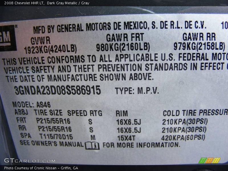 Dark Gray Metallic / Gray 2008 Chevrolet HHR LT