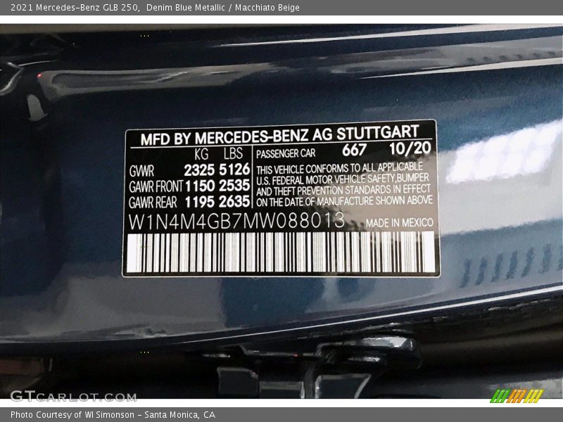Denim Blue Metallic / Macchiato Beige 2021 Mercedes-Benz GLB 250