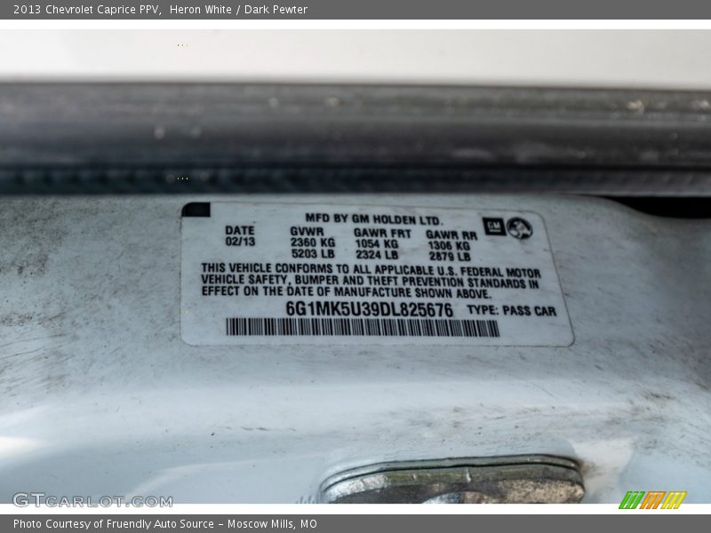 Heron White / Dark Pewter 2013 Chevrolet Caprice PPV