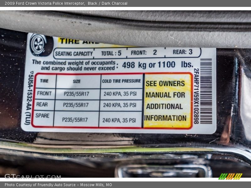 Black / Dark Charcoal 2009 Ford Crown Victoria Police Interceptor