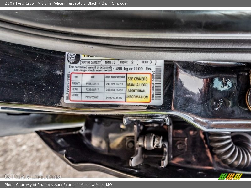 Black / Dark Charcoal 2009 Ford Crown Victoria Police Interceptor