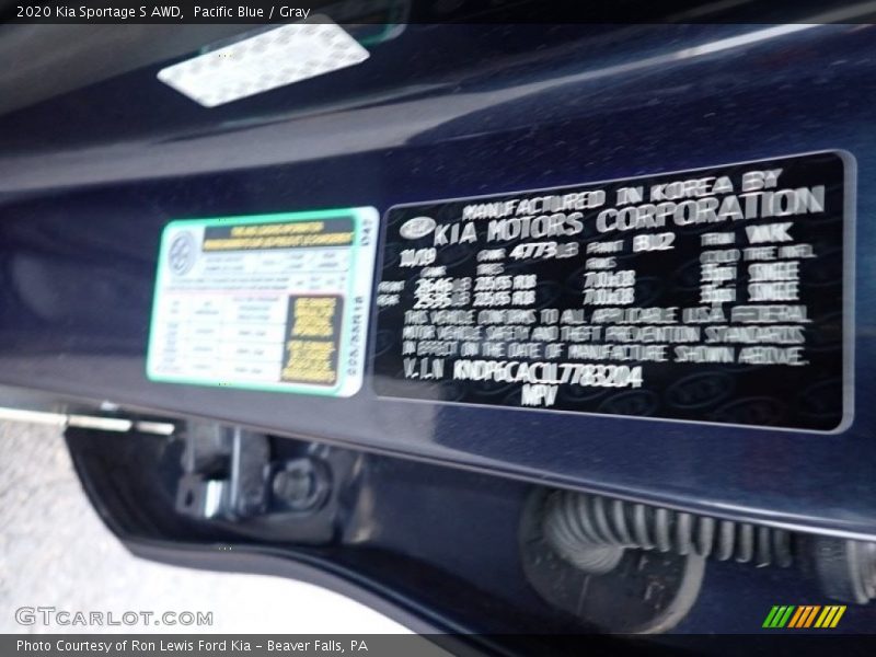 Pacific Blue / Gray 2020 Kia Sportage S AWD
