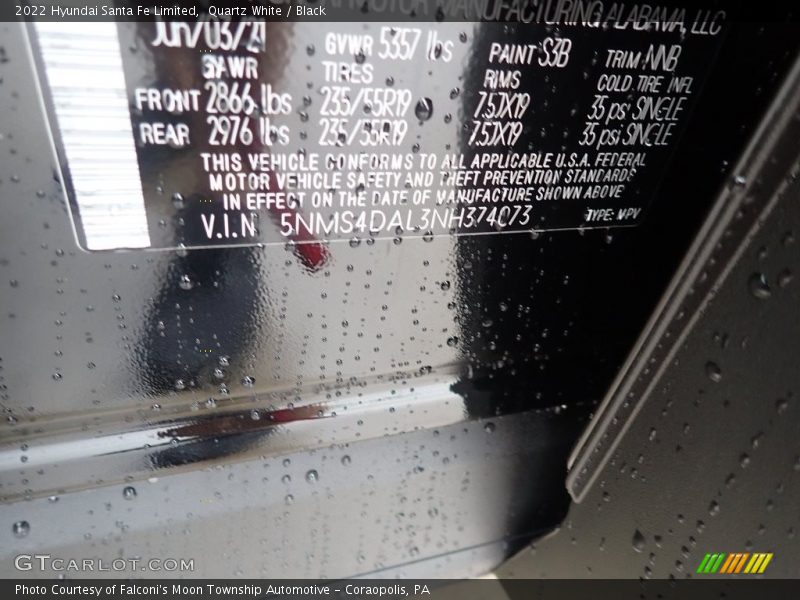 Quartz White / Black 2022 Hyundai Santa Fe Limited