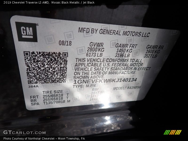 Mosaic Black Metallic / Jet Black 2019 Chevrolet Traverse LS AWD