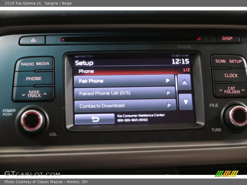 Sangria / Beige 2016 Kia Optima LX