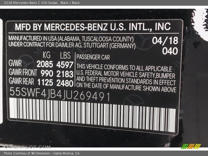 Black / Black 2018 Mercedes-Benz C 300 Sedan