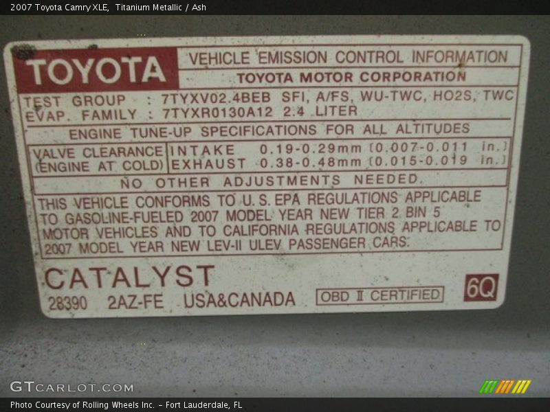 Titanium Metallic / Ash 2007 Toyota Camry XLE