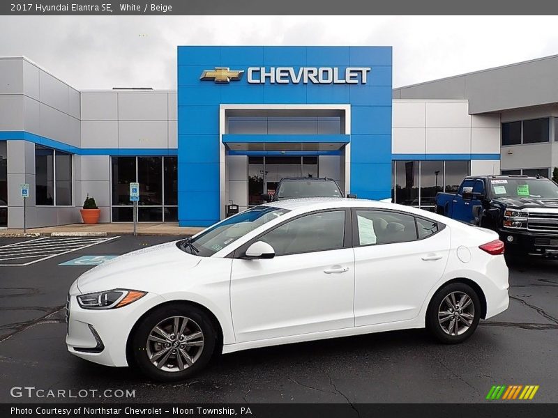 White / Beige 2017 Hyundai Elantra SE