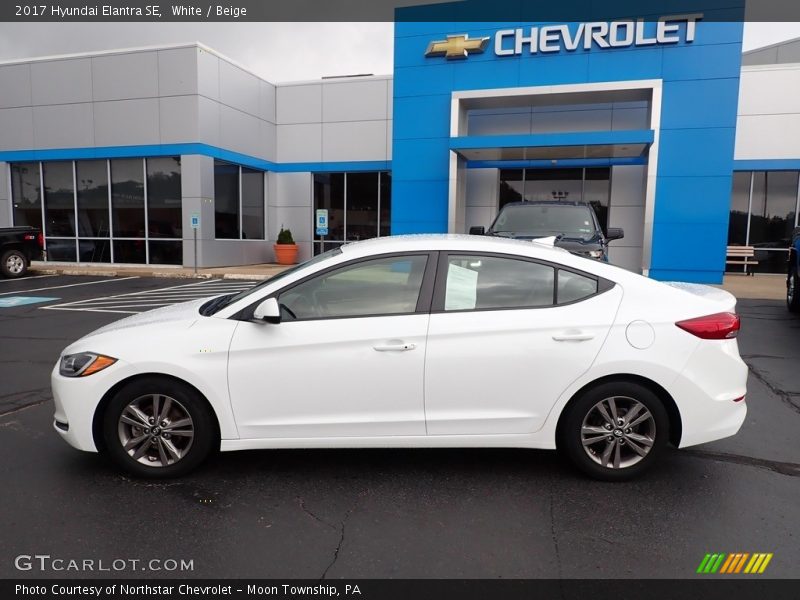 White / Beige 2017 Hyundai Elantra SE