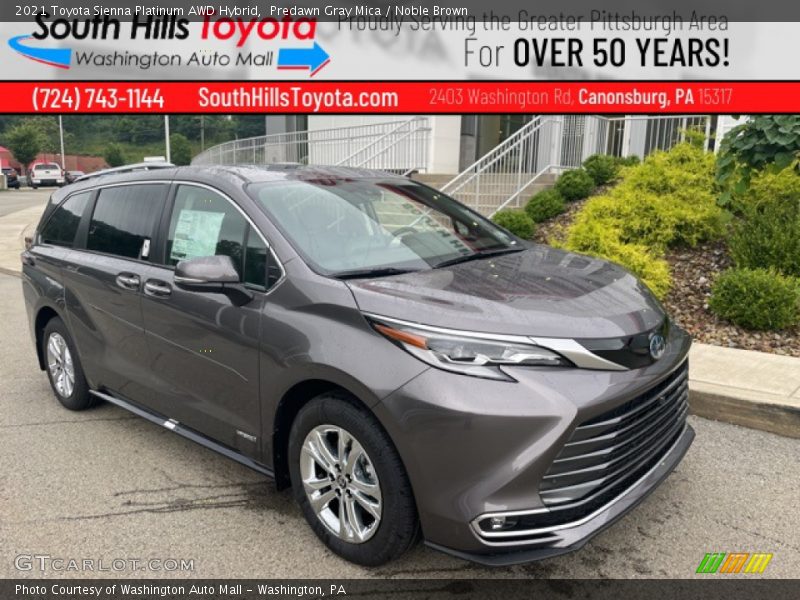 Predawn Gray Mica / Noble Brown 2021 Toyota Sienna Platinum AWD Hybrid