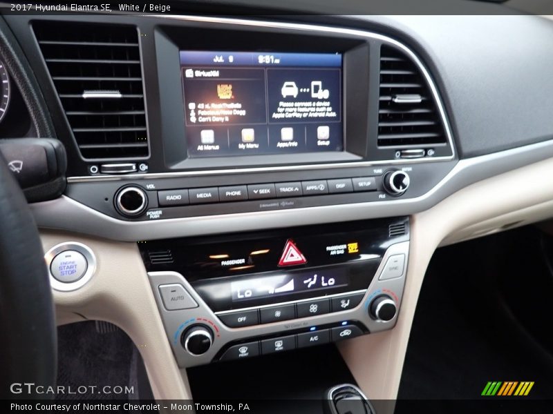 White / Beige 2017 Hyundai Elantra SE