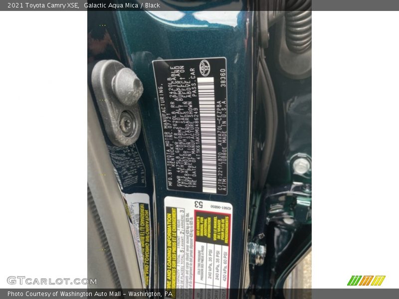 2021 Camry XSE Galactic Aqua Mica Color Code 221