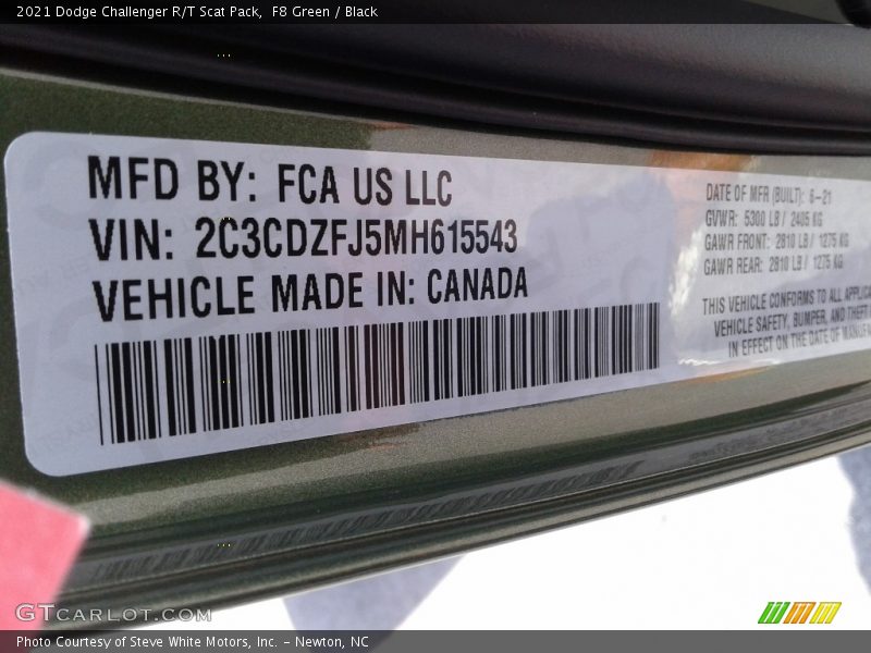 F8 Green / Black 2021 Dodge Challenger R/T Scat Pack