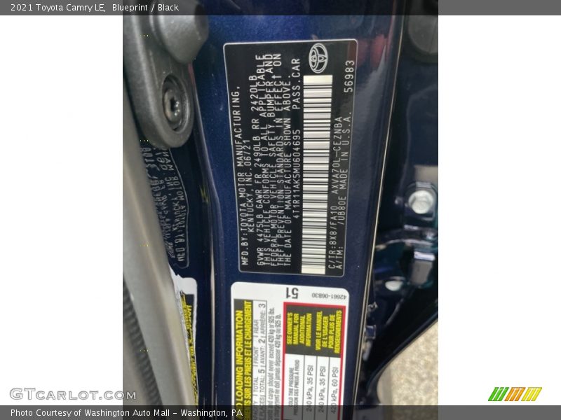 Blueprint / Black 2021 Toyota Camry LE