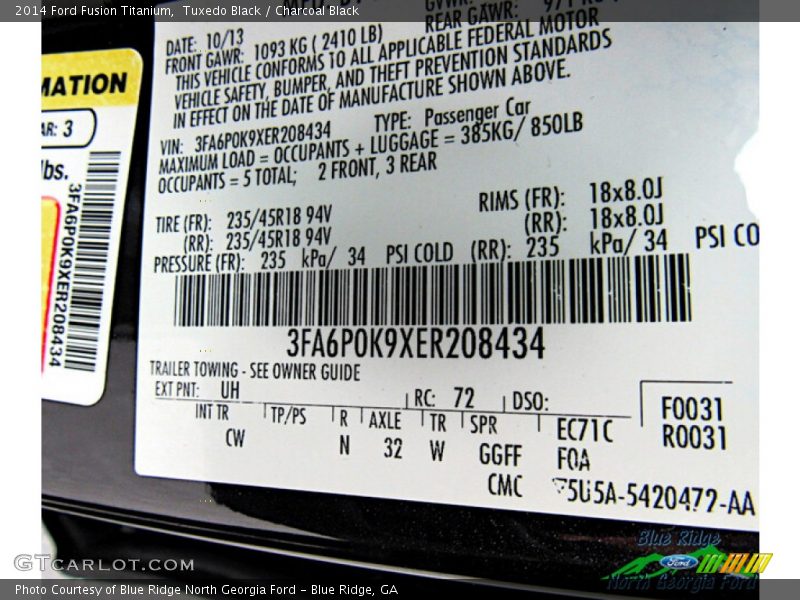 Tuxedo Black / Charcoal Black 2014 Ford Fusion Titanium