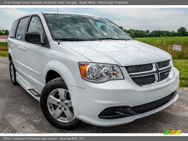 Bright White / Black/Light Graystone 2016 Dodge Grand Caravan American Value Package