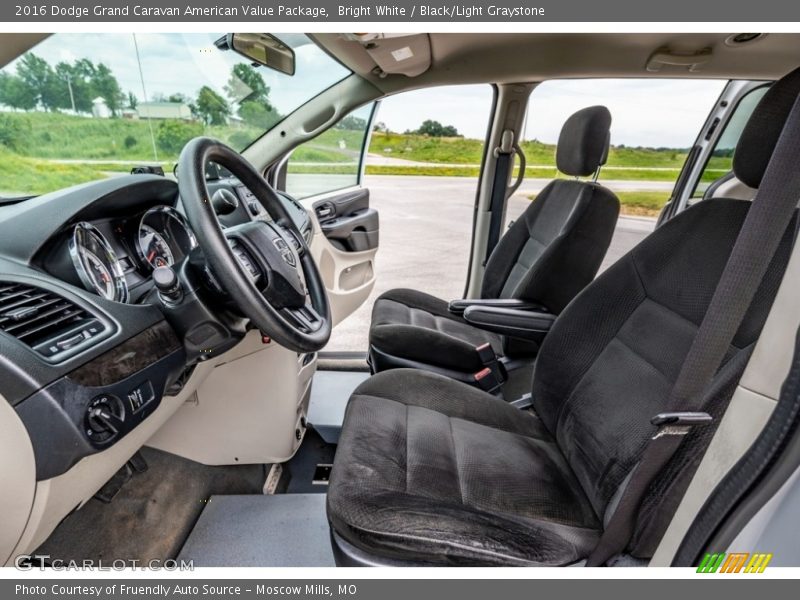 Bright White / Black/Light Graystone 2016 Dodge Grand Caravan American Value Package