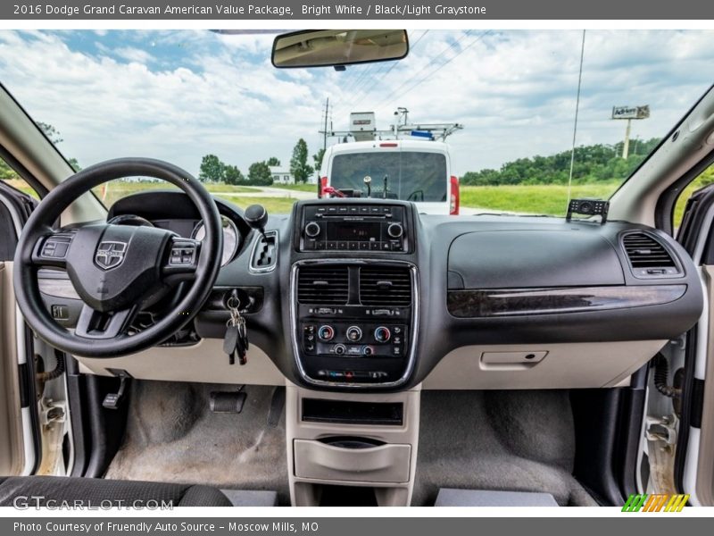Bright White / Black/Light Graystone 2016 Dodge Grand Caravan American Value Package
