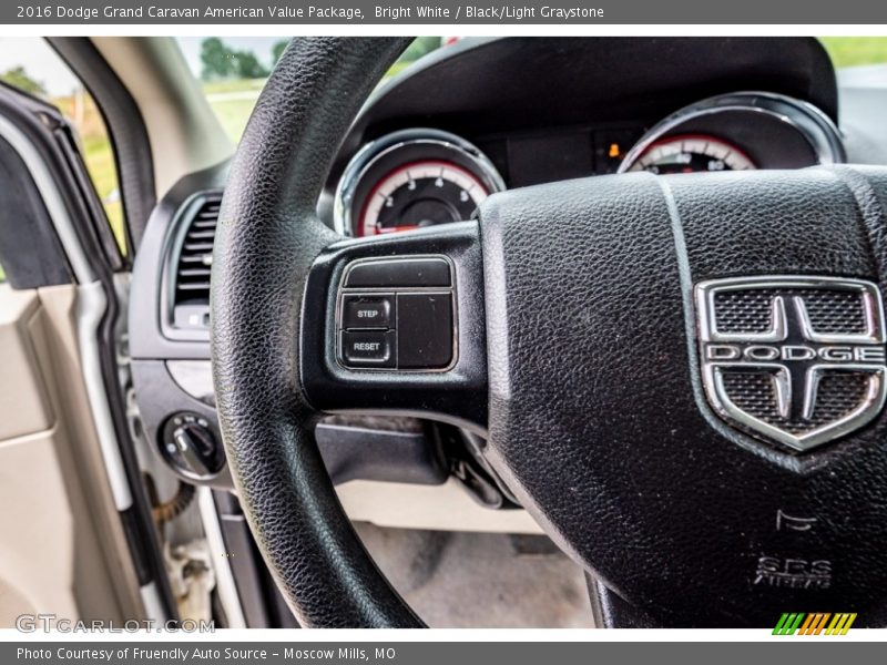 Bright White / Black/Light Graystone 2016 Dodge Grand Caravan American Value Package