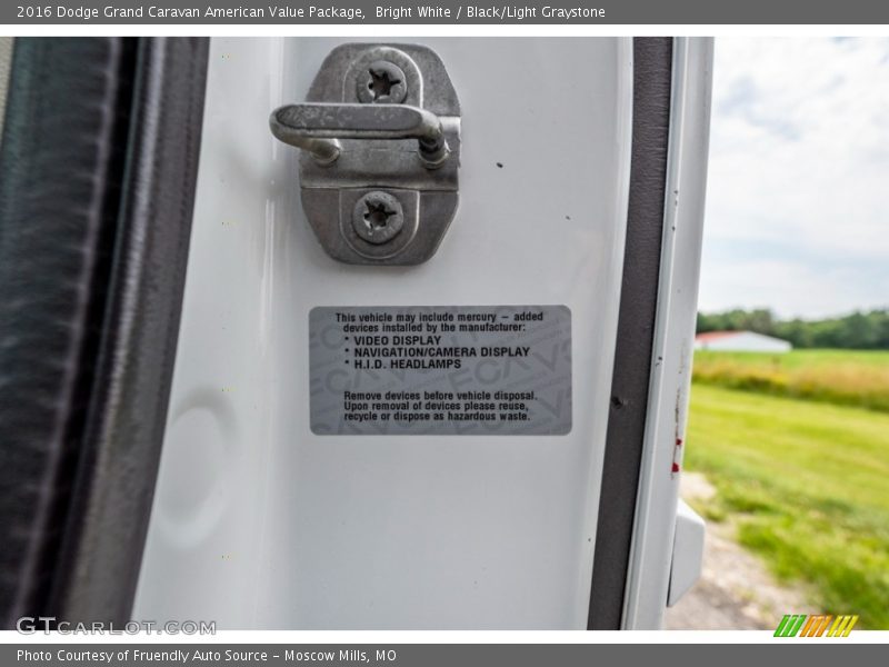 Bright White / Black/Light Graystone 2016 Dodge Grand Caravan American Value Package