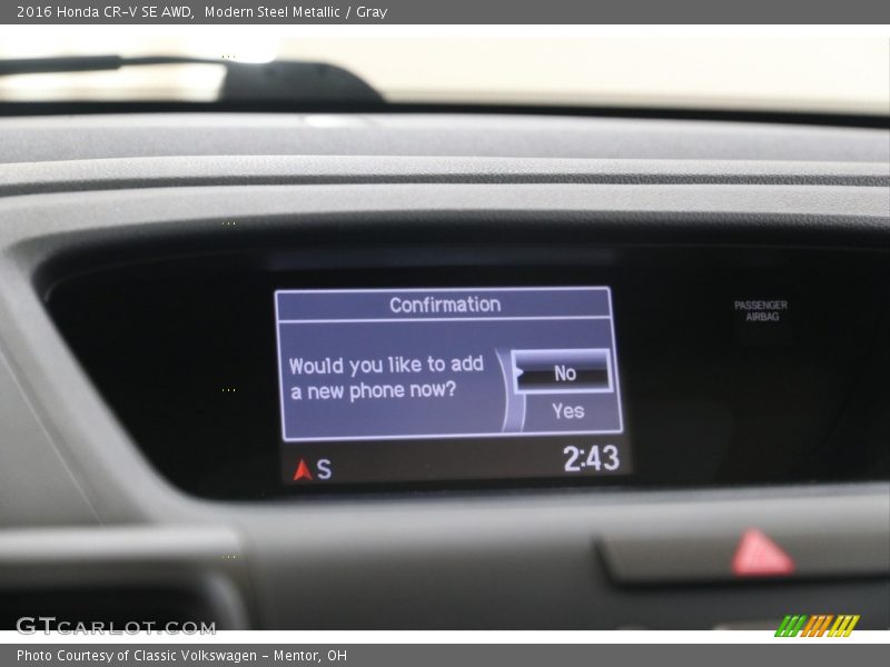 Modern Steel Metallic / Gray 2016 Honda CR-V SE AWD