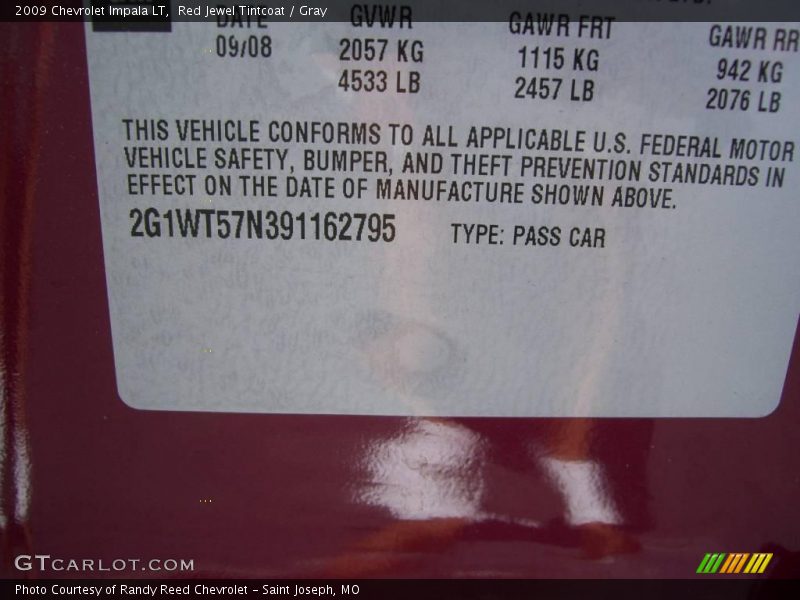 Red Jewel Tintcoat / Gray 2009 Chevrolet Impala LT