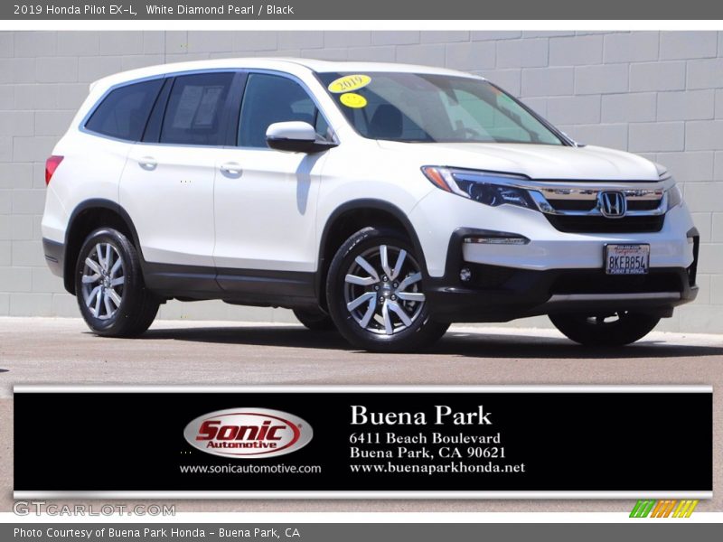 White Diamond Pearl / Black 2019 Honda Pilot EX-L