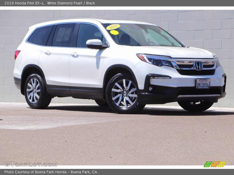 White Diamond Pearl / Black 2019 Honda Pilot EX-L