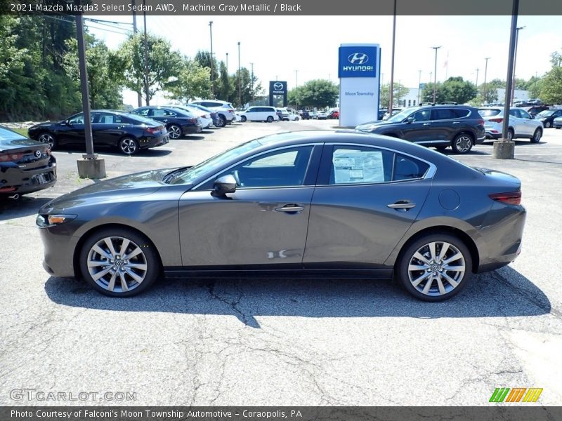 Machine Gray Metallic / Black 2021 Mazda Mazda3 Select Sedan AWD