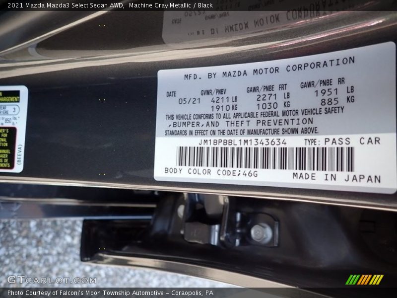 Machine Gray Metallic / Black 2021 Mazda Mazda3 Select Sedan AWD